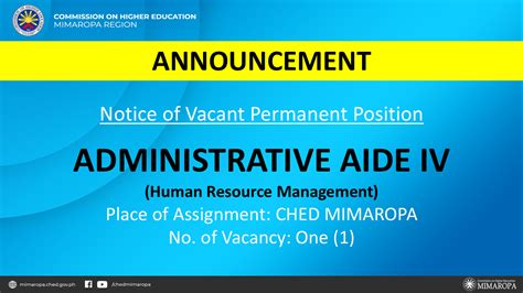 New vacant permanent positions in the .